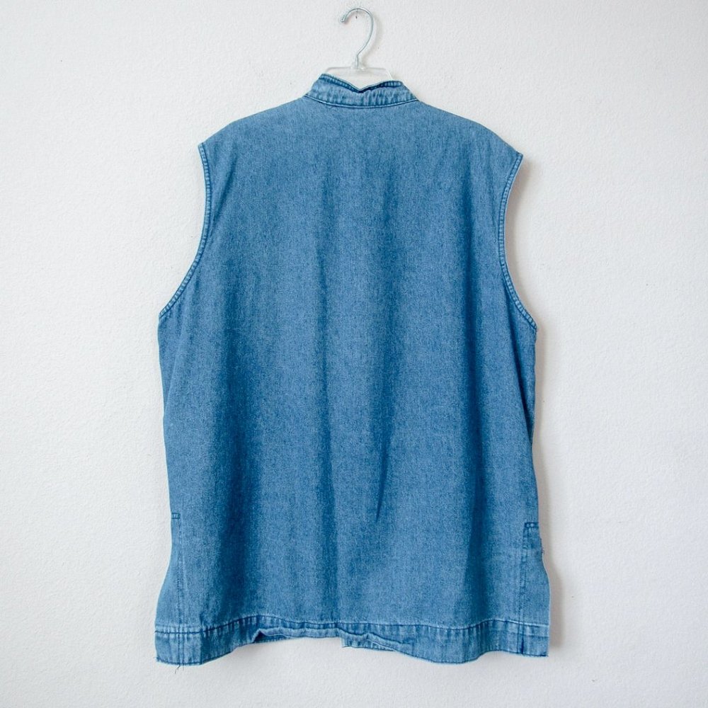 Vintage 1990s Denim Jean Vest Jacket Utility - Picture 8 of 8